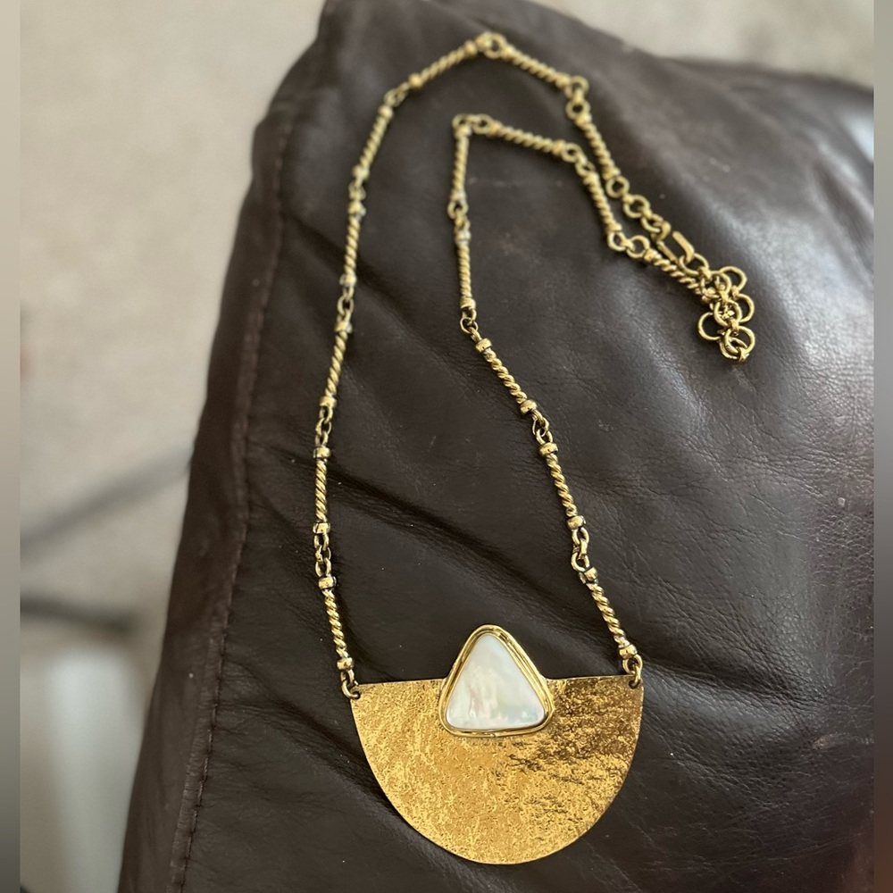 Half Moon Mother of Pearl Brass Necklace